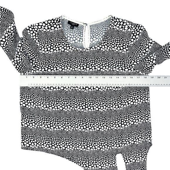 Talbots Black White Dot Print Long Sleeve Blouse Tie Detail Size Small Petite - Picture 3 of 6